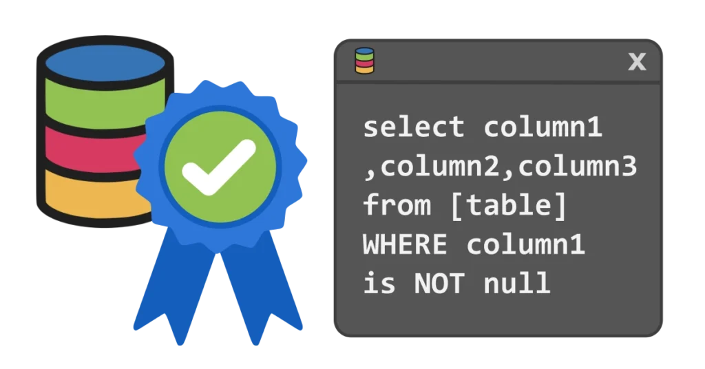 Conversational SQL logo next to blue ribbon award and generic code example showing a variety of formatting options in a single query.